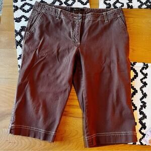 Vintage Daisy Fuentes Brown low rise khaki Bermuda peddle pusher Shorts size 10